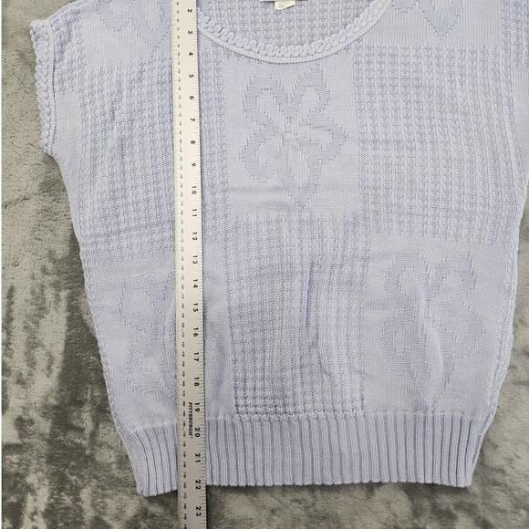 Vintage Jessica Scott Sweater Womens M Blue Crew Neck Short Sleeve Lightweight - Picture 7 of 8